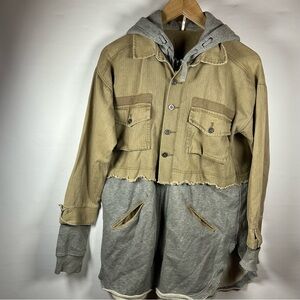 Free People Tan and Gray Utility Jacket